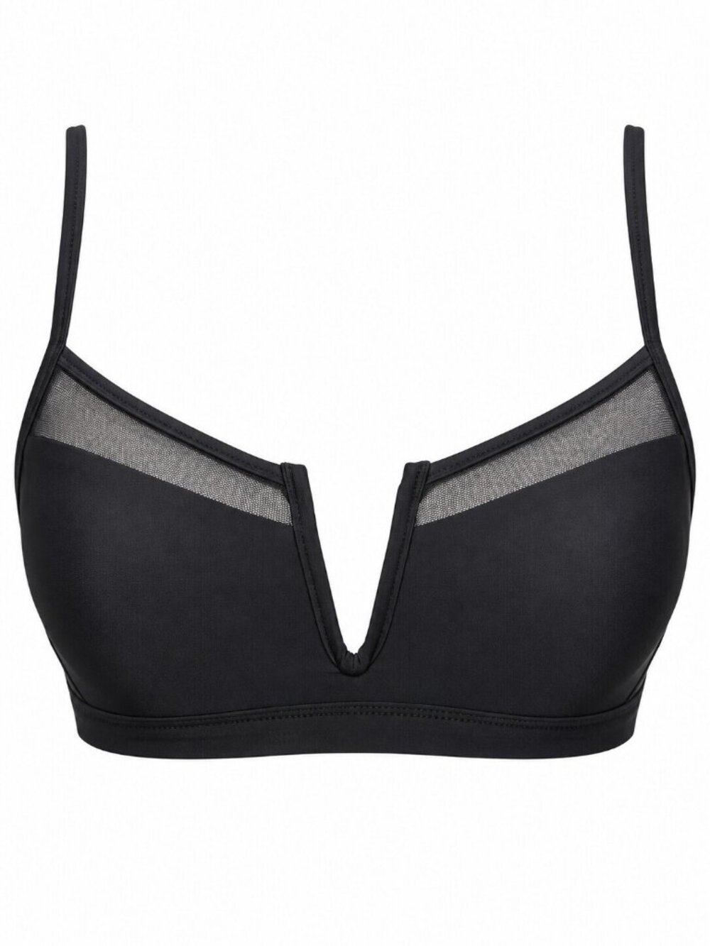 Aerie Black Mesh Scoop Top V-Notch NWT Size S